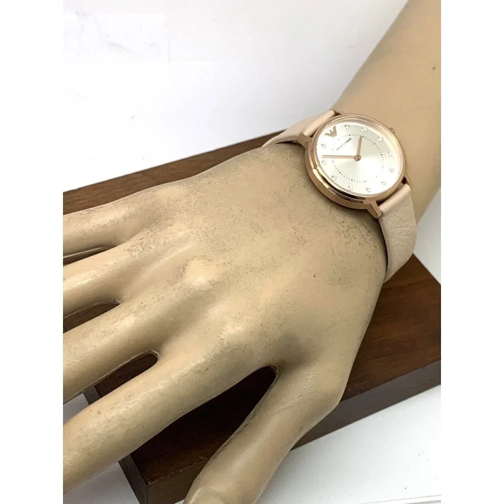 Emporio Armani Women's Watch AR2510 Quartz Rose Gold Nude Leather Strap … - Picture 5 of 14